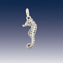 Load image into Gallery viewer, Seahorse Charm - sterling silver seahorse charm on o-ring - seahorse jewelry - sea life jewelry beach jewelry

