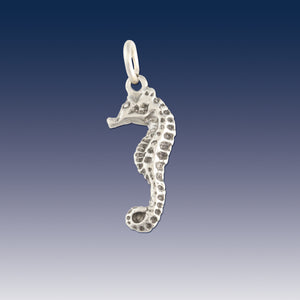 Seahorse Charm - sterling silver seahorse charm on o-ring - seahorse jewelry - sea life jewelry beach jewelry