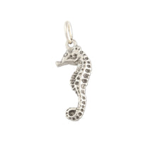 Load image into Gallery viewer, Seahorse Charm - sterling silver seahorse charm on o-ring - seahorse jewelry - sea life jewelry beach jewelry
