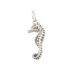 Seahorse Charm - sterling silver seahorse charm on o-ring - seahorse jewelry - sea life jewelry beach jewelry