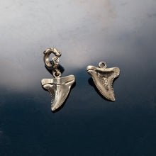 Load image into Gallery viewer, shark tooth charm  - front and back view - sterling silver shark jewelry bracelet charms
