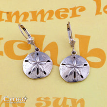 Load image into Gallery viewer, sand dollar earrings sterling silver sand dollar earrings lever back beach earrings sand dollar jewelry
