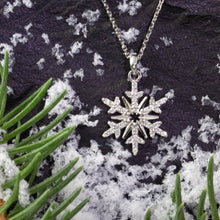 Load image into Gallery viewer, snowflake necklace 14K white gold .15 ctw diamond pave diamond snowflake jewelry snowflake pendant snow jewelry
