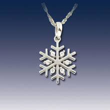 Load image into Gallery viewer, diamond snowflake pendant necklace .07 ctw diamonds 14K WG
