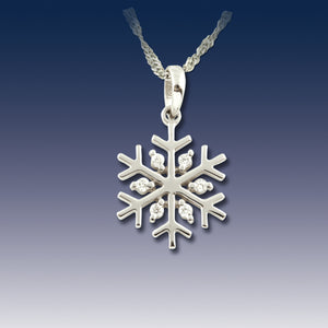 diamond snowflake pendant necklace .07 ctw diamonds 14K WG