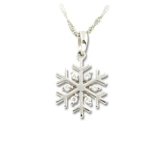 Load image into Gallery viewer, snowflake necklace 14K white gold .07 ctw diamond diamond snowflake jewelry snowflake pendant snow jewelry
