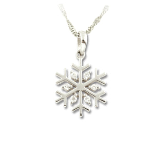 snowflake necklace 14K white gold .07 ctw diamond diamond snowflake jewelry snowflake pendant snow jewelry