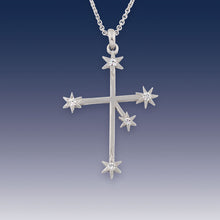 Load image into Gallery viewer, southern cross star necklace 14K WG diamonds starjewelry
