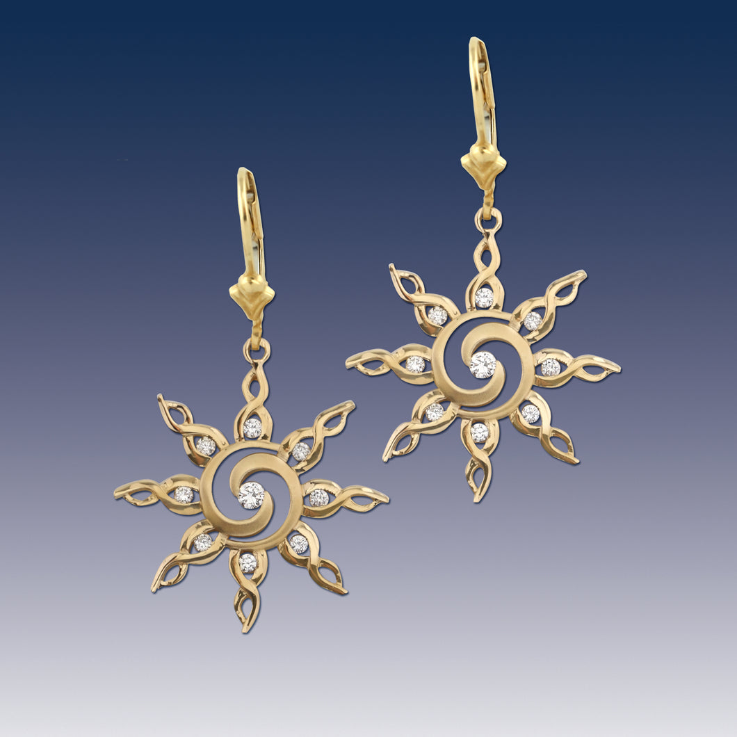 diamond spiral sun earrings sun jewelry sky jewelry