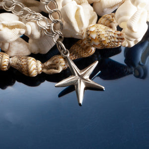 starfish charm - beach starfish bracelet charm on o ring - fits on traditional style bracelets - beach charms