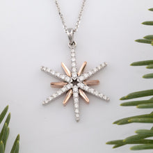 Load image into Gallery viewer, Star Pendant Necklace - 14K WG and RG Diamond Star Necklace - Star Jewelry
