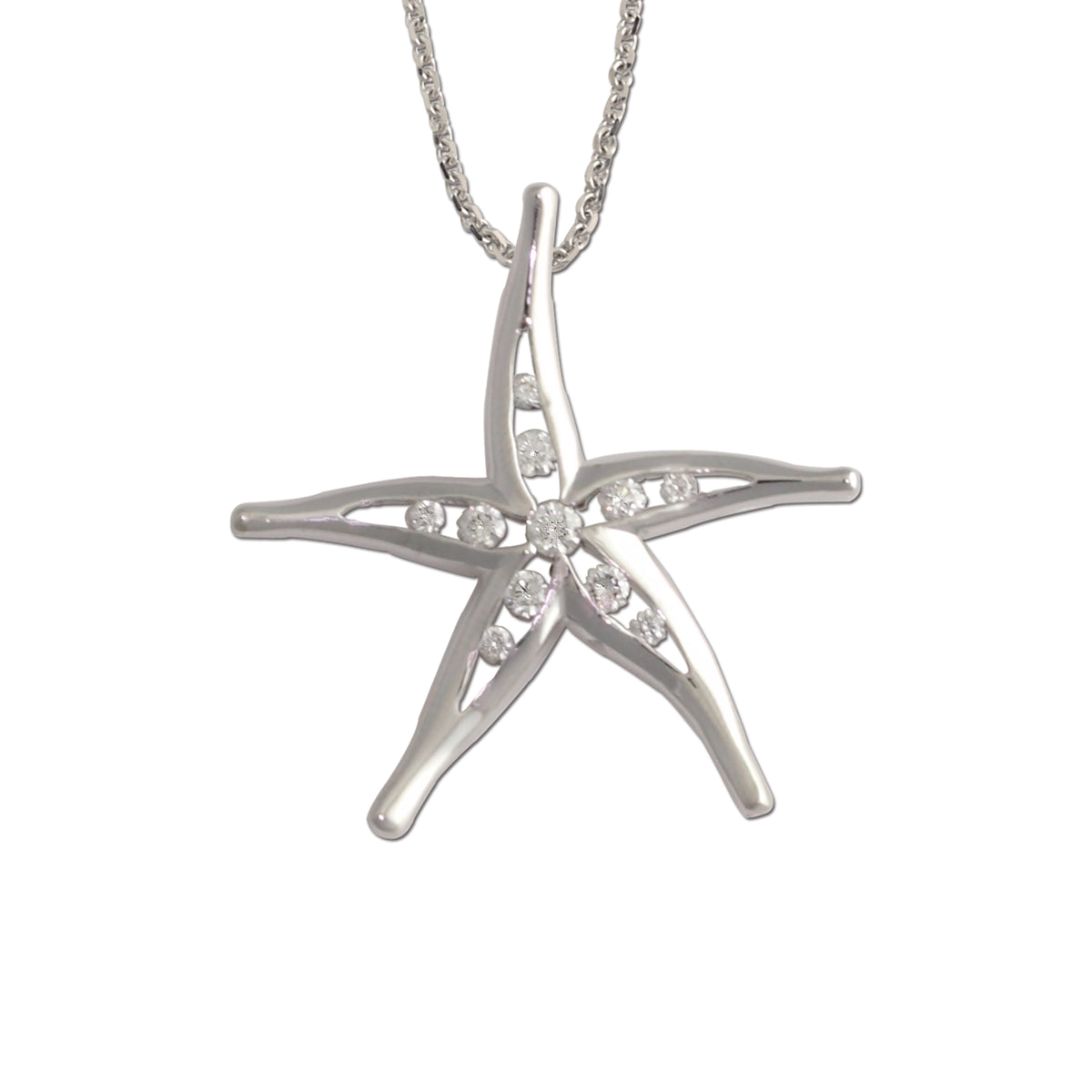 Starfish Necklace gold and diamond large starfish pendant