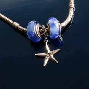 starfish charm - beach starfish bracelet charm on coral spacer - fits on pandora style bracelets - beach charms