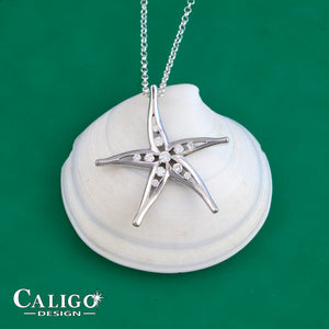 Diamond Starfish Necklace - 14K gold and diamonds - Starfish Necklace